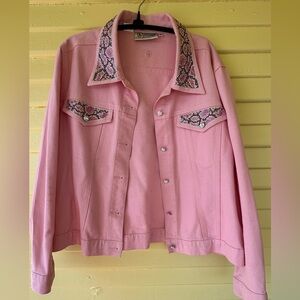 Christine Alexander Pink Embellished Jean Jacket